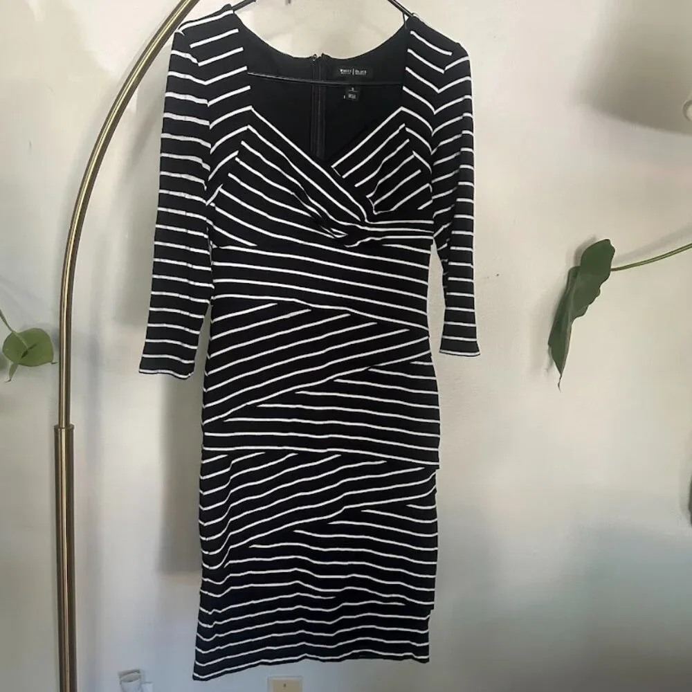 White House Black Market Striped Midi Shapewear built in dress Womens 6. - Picture 1 of 5